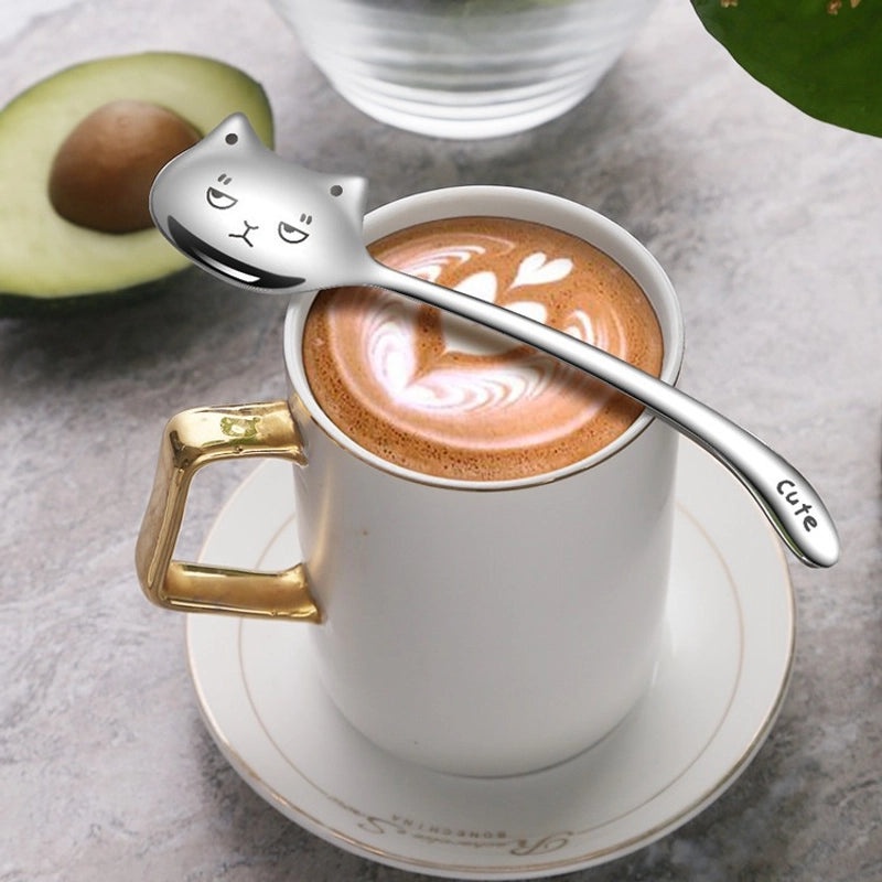 Adorable Cat Design 304 Stainless Steel Spoon Single Piece|Kitchen Utensils