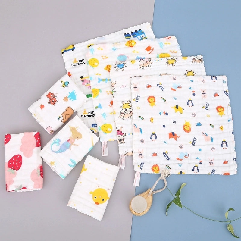 Adorable Cartoon Cotton Baby Burp Cloths Soft Absorbent Accessories for Newborns|Baby Accessories