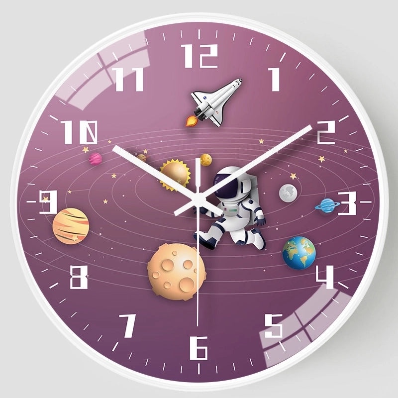 Adorable Round Astronaut Clock with Plastic Glass Face | Home Decor Clocks