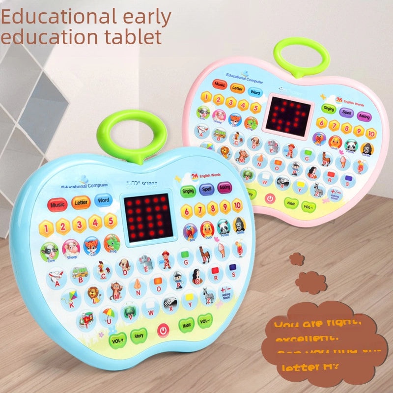 Children's LED Screen English Apple Learning Tablet with Large Storage, Reading & Story Machine Educational Toy|Early Education Toys