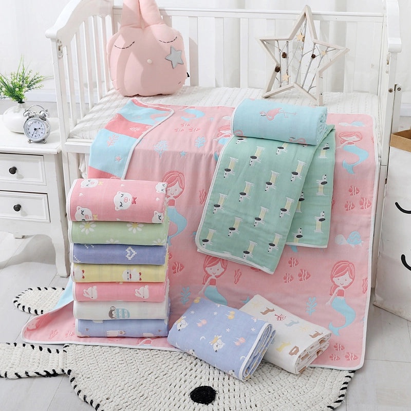 Soft Cotton Gauze Baby Bath Towel 110x110cm Wrap Jacquard Quilt Spring Summer|Baby Bath Towels & Quilts