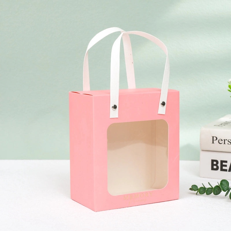 Transparent Window Paper Handbag Birthday Gift Festival Flower Doll Card Bag | Gift Bags & Packaging