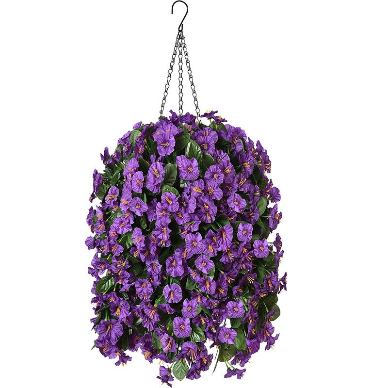 Terrace Morning Glory Flower Basket Hanging Pot Decorative Coconut Fiber Planter Artificial Spring Flowers|Home Garden Decorations