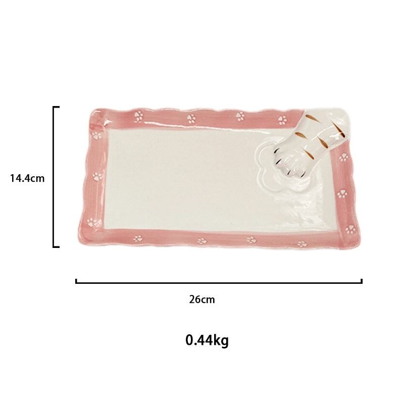 Adorable Cat Claw Porcelain Plate Round Square Design Single Piece|Kitchenware & Tableware