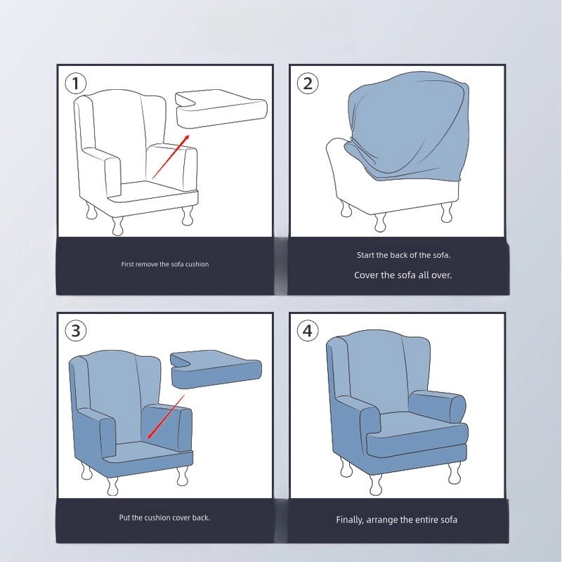 Stretch Tiger Print Wingback Sofa Cover European Vintage Style All-Inclusive Scarmon Cushion|Home Decor & Sofa Covers