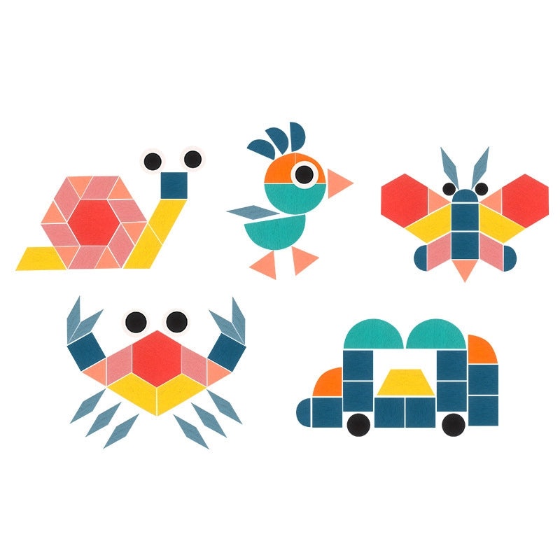 180-Piece Wooden Tangram Puzzle Set for Kids | Early Education Toys & Learning Games