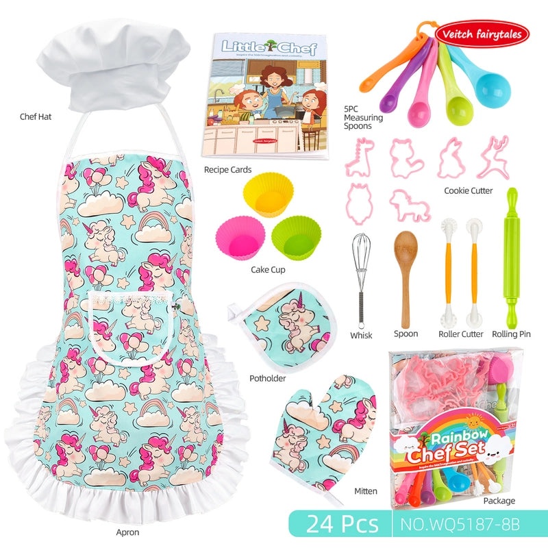 Kids Play Kitchen Set with Baking Tools Apron and Chef Hat for Girls|Toys & Games - Role Play & Dress Up