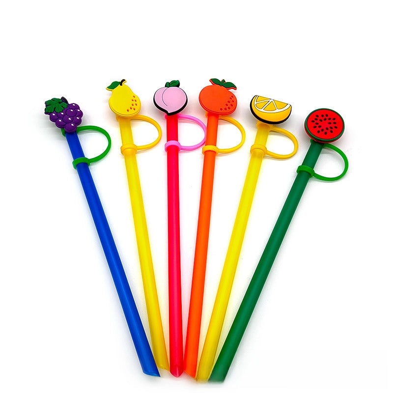 Cute Fruit Plant Silicone Straw Cap Dust Cover Personalized PVC Drink Straw Sleeve|Drinkware Accessories
