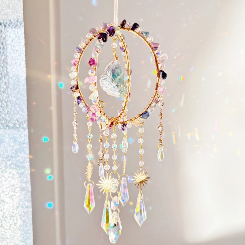 Girls Sweet Geometric Crystal Dreamcatcher Wall Hanging Home Decor