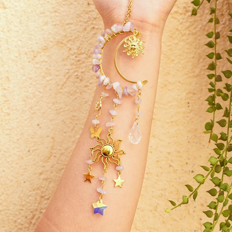 2 Pieces Bohemian Moon Crystal Suncatchers for Wall Decor|Home Decor