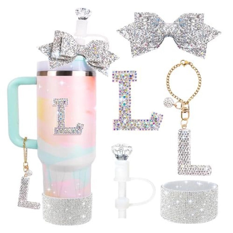 Glamorous Bow Letter Silicone Cup Sleeve Set | Drinkware Accessories