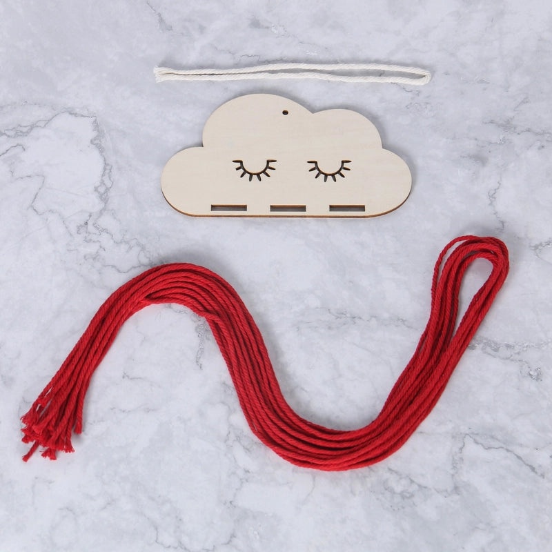 Nordic Style Cloud Wood Chip Hair Clip Holder with Decorative Wall Pendant | Hair Accessories Storage