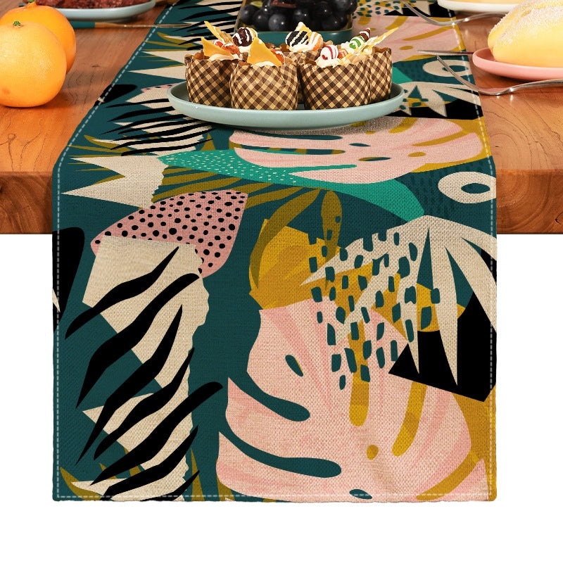 Stylish Vintage Leaf Pattern Linen Tablecloths for Home Decor|Home & Living Table Linens