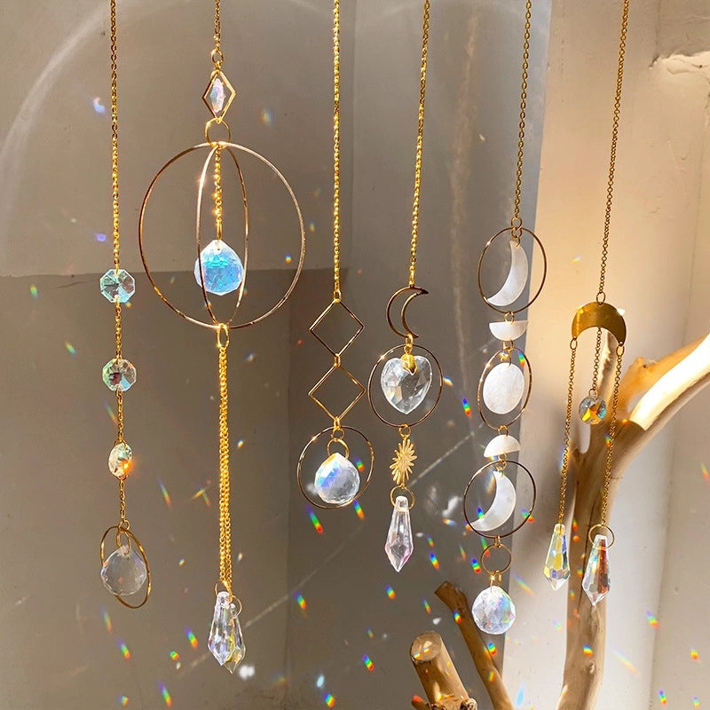 Geometric Moon Crystal Pendant Minimalist Wall Decor|Home Decor