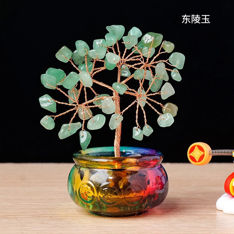 Elegant Alloy Money Tree with Crystal Ornaments Artificial Home Decor|Home Decor & Accessories
