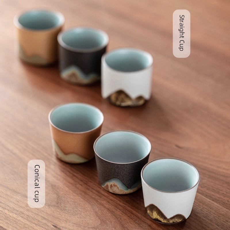 Yuanshan Ceramic Black Tea Cup Small Kung Fu Zen Personal Tea Cup Retro Master Cup with Tea Holder|Tea Cups & Accessories
