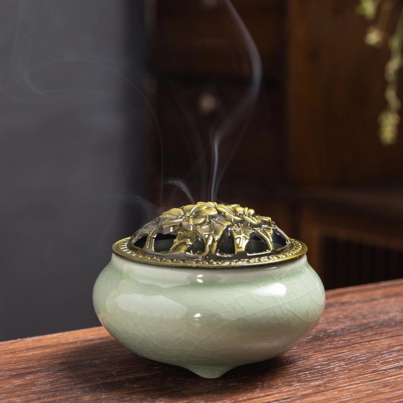 Ceramic Incense Burner Aromatherapy Plate Small Tower Temple Kiln Holder Home Decor|Home Decor & Aromatherapy Accessories