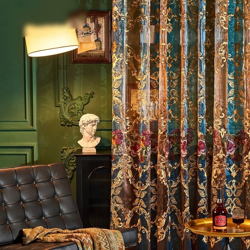 Chic Vintage Floral Polyester Door Curtain for Window Decor | Home Decor Accessories