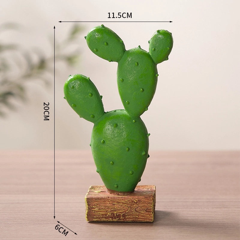 Adorable Cactus Resin Figurines for Home Decor | Artificial Plant Decorations