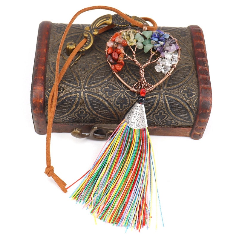 Ethnic Tree of Life Heart Agate Pendant Necklace | Jewelry & Accessories