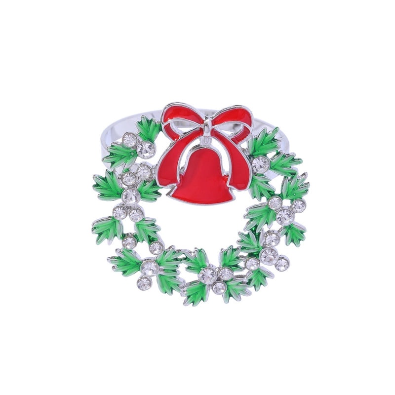 Festive Christmas Tree and Bell Alloy Napkin Ring for Holiday Table Decor | Holiday Tableware & Decor