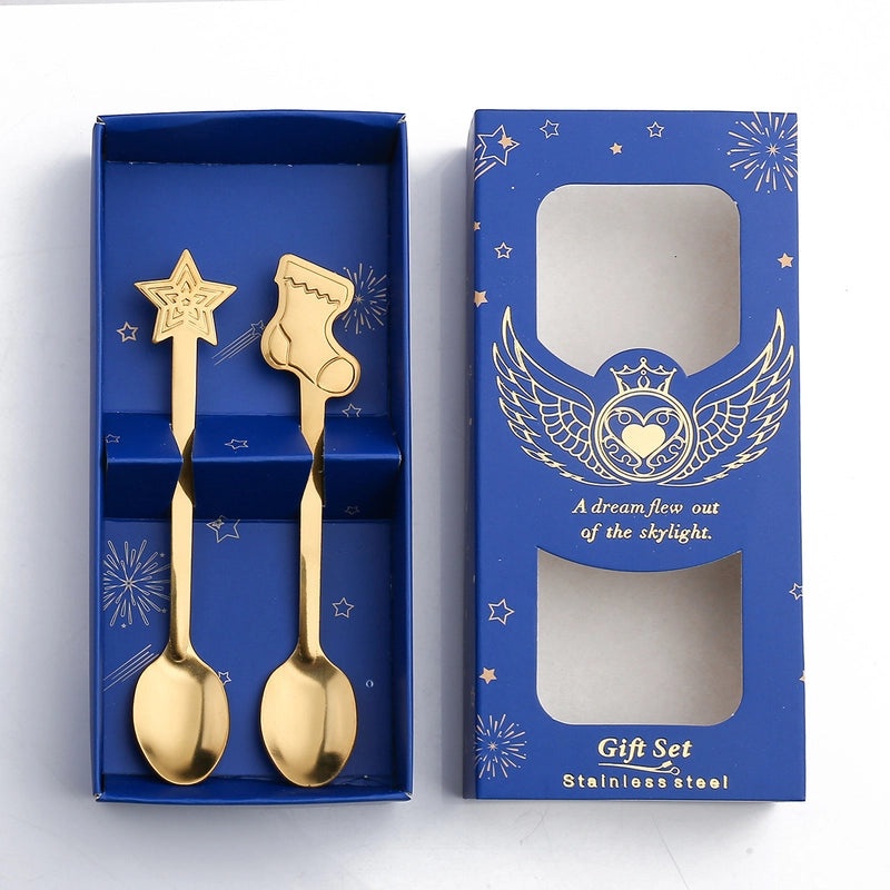 Christmas Holiday Socks Snowman Gingerbread Cookies 410 Stainless Steel Spoon 1 Piece Set|Home & Kitchen