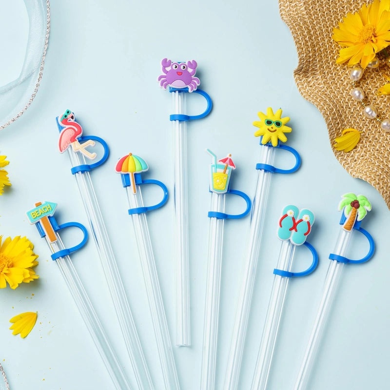 Crab-Shaped Cute Letter Slippers with Silica Gel Straw Decorative Cap 1 Set | Home & Living