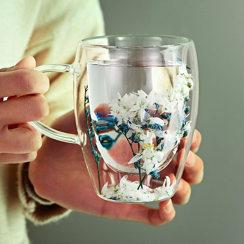 Floral Borosilicate Glass Mug for Vacation & Everyday Use | Drinkware & Mugs