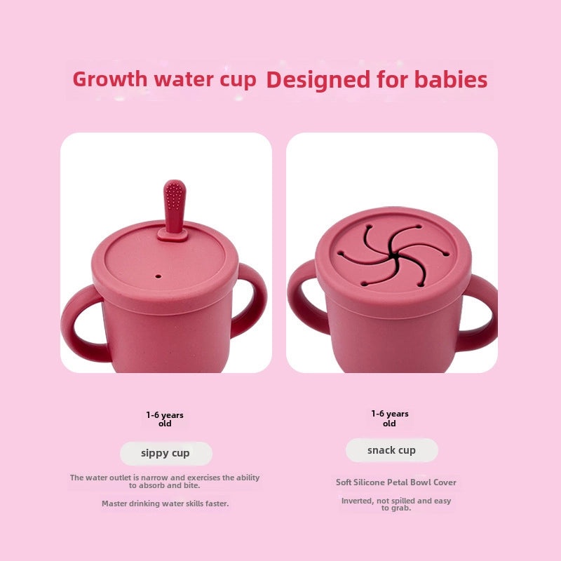 Baby Silicone Training Cup with Binaural Straw and Drop-resistant Design for Toddler Food and Drink | Baby & Toddler Feeding