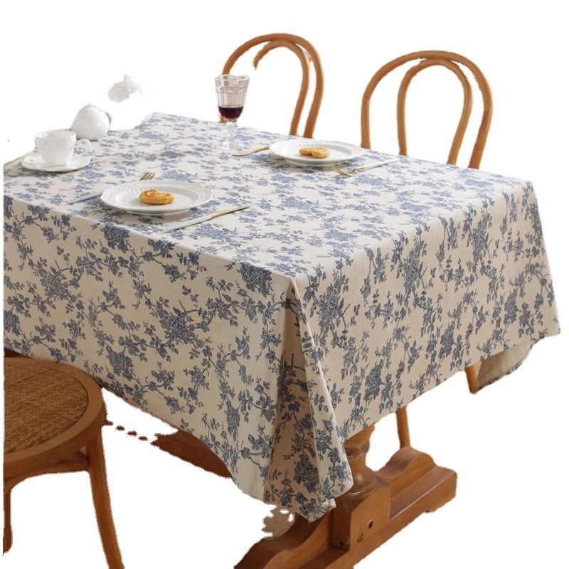 Vintage Floral Cotton Linen Tablecloth|Home Decor & Dining Textiles
