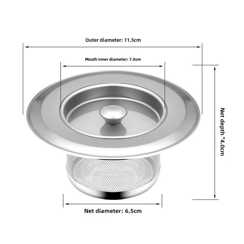 Stainless Steel Kitchen Sink Drain Strainer Net 304 Filter Garbage Catcher Funnel|Kitchen Accessories