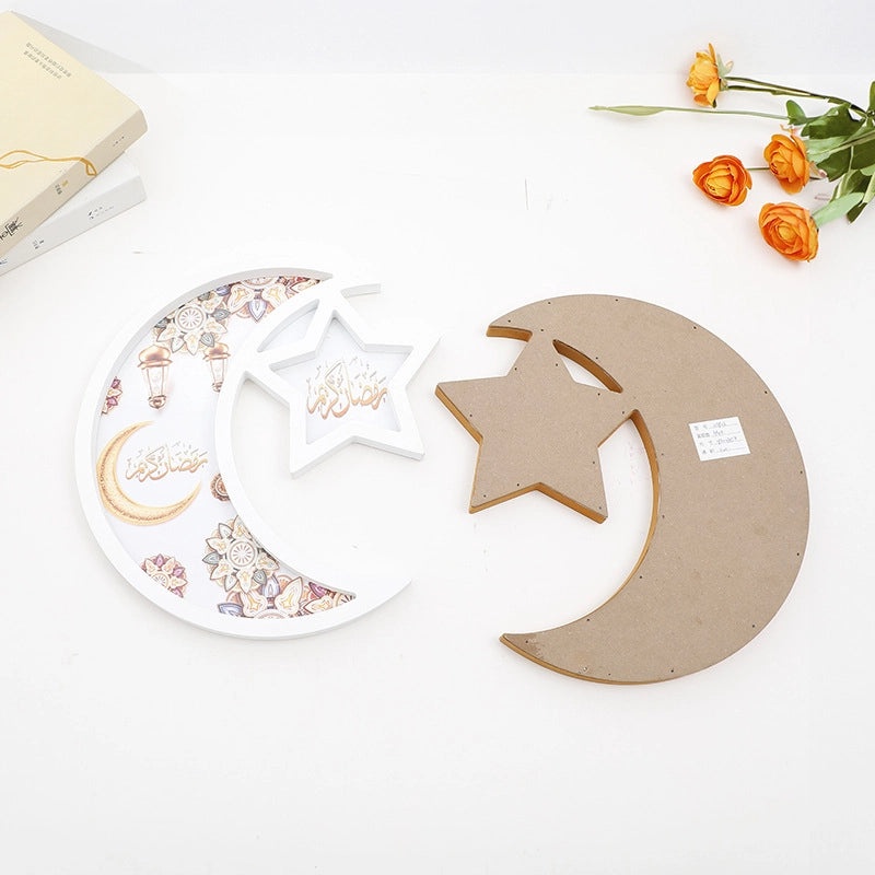 Wooden Star and Moon Ornament Minimalist Classic Design | Home Decor & Accessories