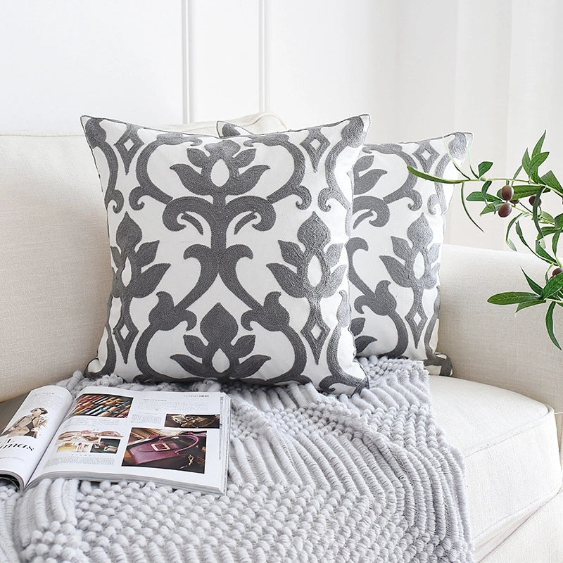 Nordic Style Geometric Embroidered Pillow Cover for Living Room Sofa and Car Waist Support|Home Decor Pillows