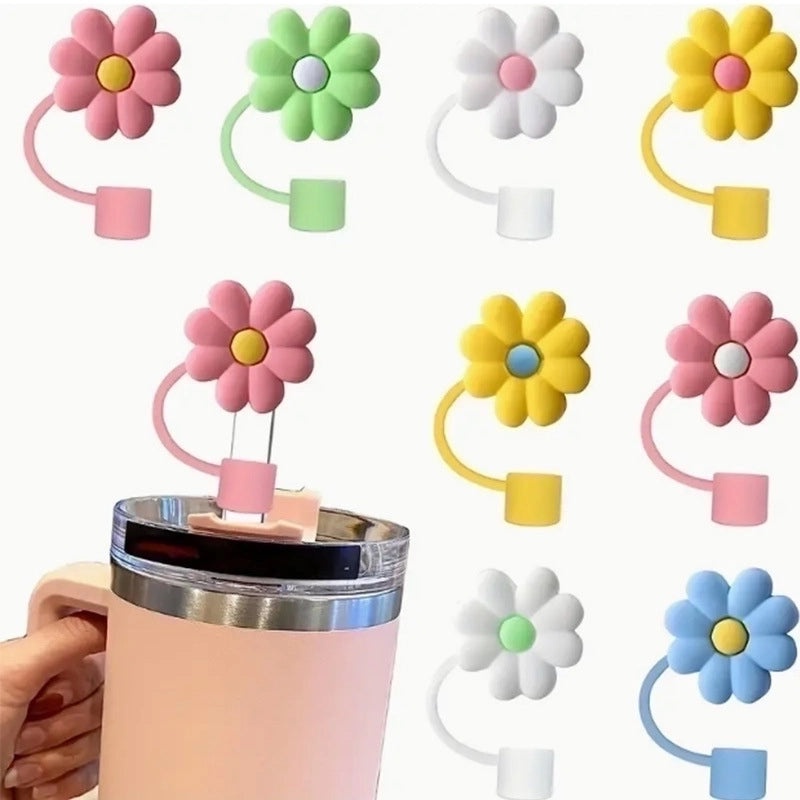 Floral PVC Straw Decorative Lid 1 Piece | Drink Accessories