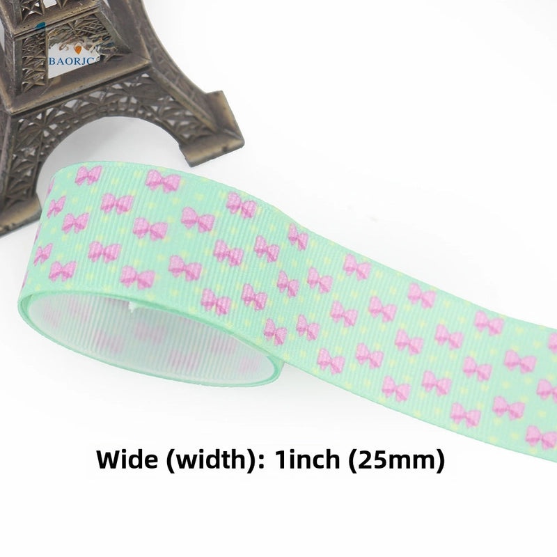 Cartoon Soft Color Thermal Transfer Printed Ribbed Ribbon DIY Handmade Bow Hair Accessory Gift Packaging|Hair Accessories
