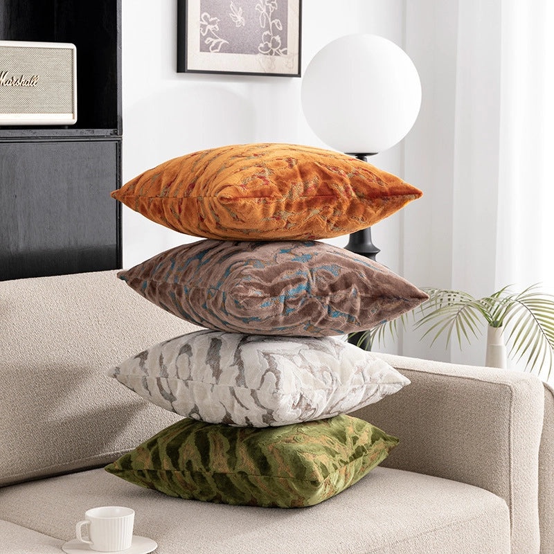 French Style Luxury Velvet Jacquard Waist Pillow Cushion for Sofa Bedside Back Support|Home Decor Pillows