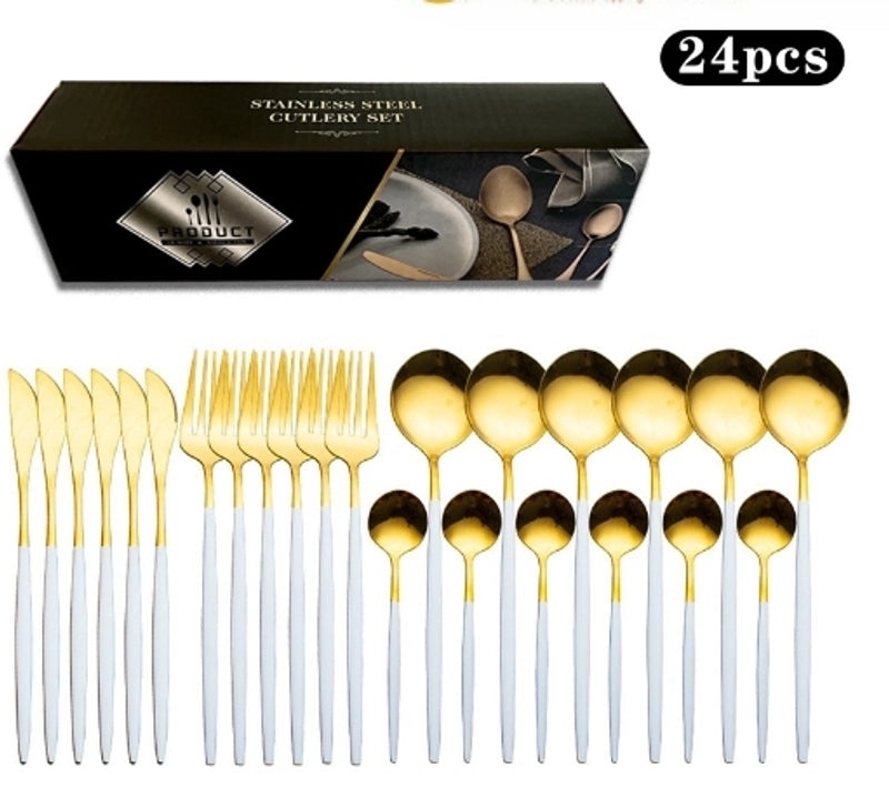 Elegant Solid Color Stainless Steel Cutlery Set 1 Piece|Kitchen & Dining