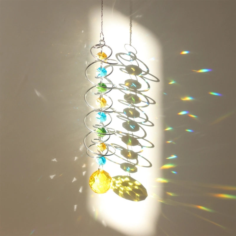 Elegant Spiral Glass Suncatcher Wind Chime for Home Decor | Outdoor & Indoor Wall Art