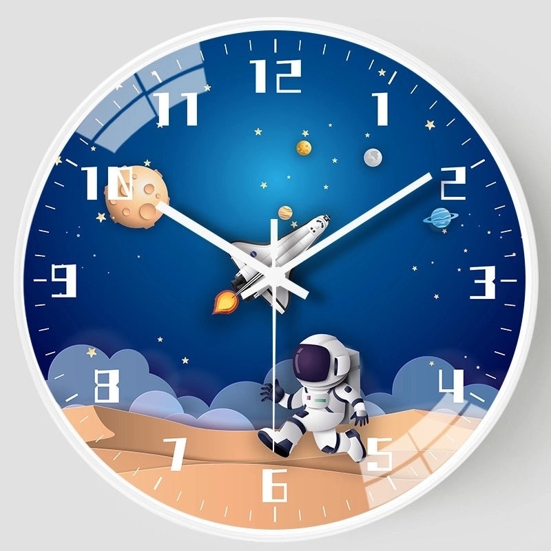 Adorable Round Astronaut Clock with Plastic Glass Face | Home Decor Clocks