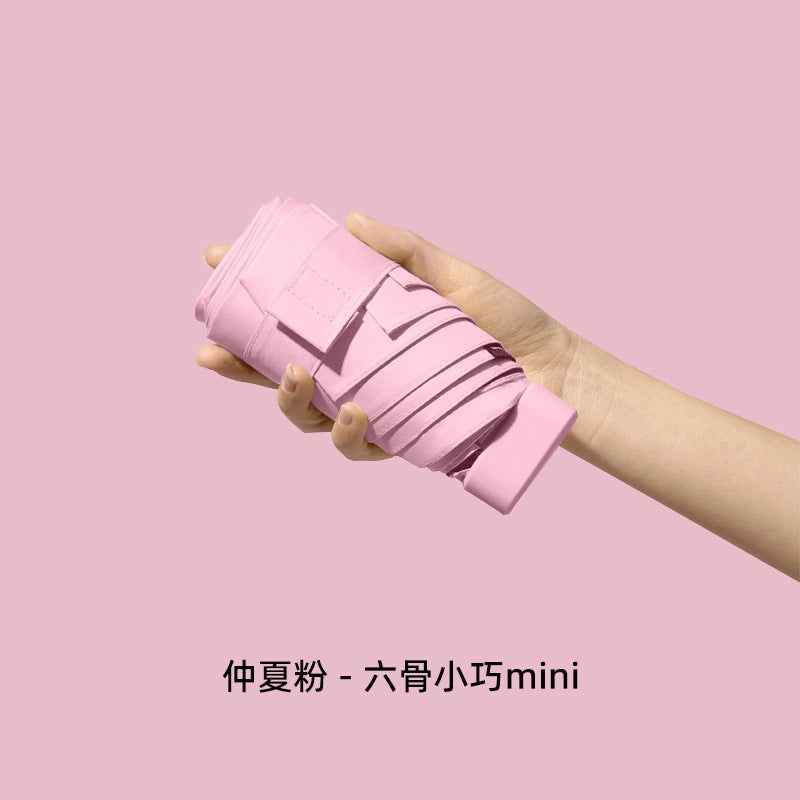 Compact Five-Fold UV Sunscreen Mini Umbrella for Women | Sun Protection & Rain Use | Portable Thickened Flat Umbrella | Women's Accessories