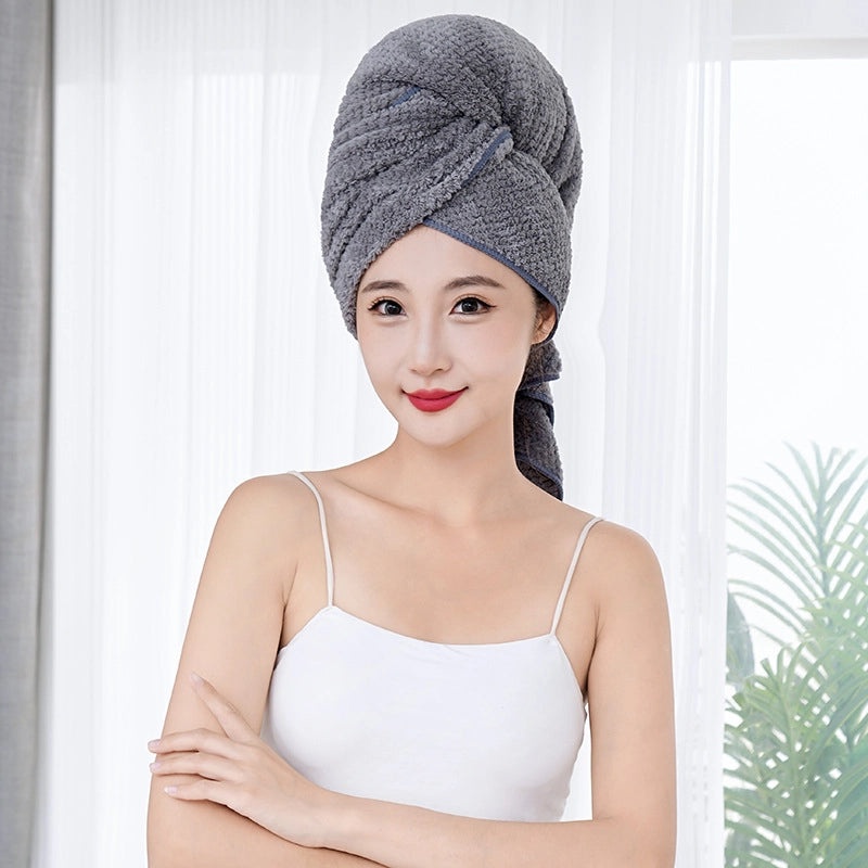 Women's Large Coral Fleece Hair Wrap Quick-drying Absorbent Elastic Band Towel | Hair Accessories