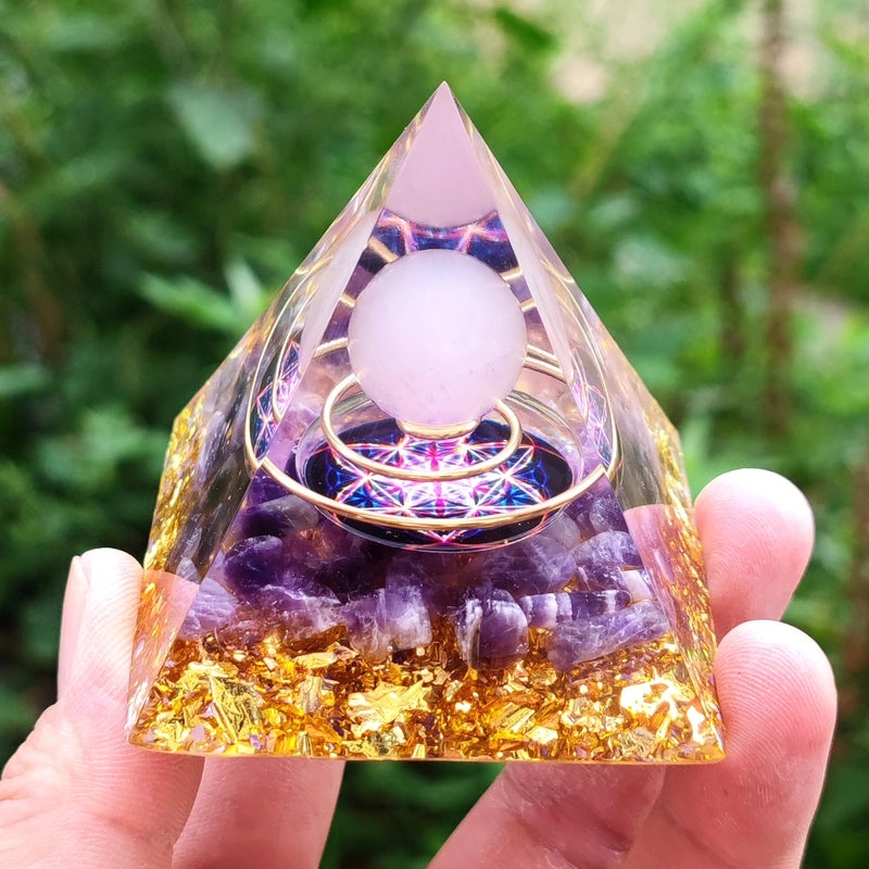 Pyramid Resin Crystal Ball with Decorative Pyramid Gravel | Home Decor & Accessories