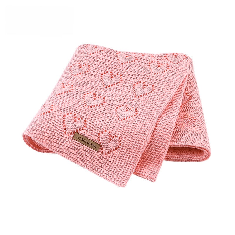 Knitted Heart Pattern Baby Blanket Hollow Windproof Cover Soft Cozy Wrap|Baby Blankets & Swaddles