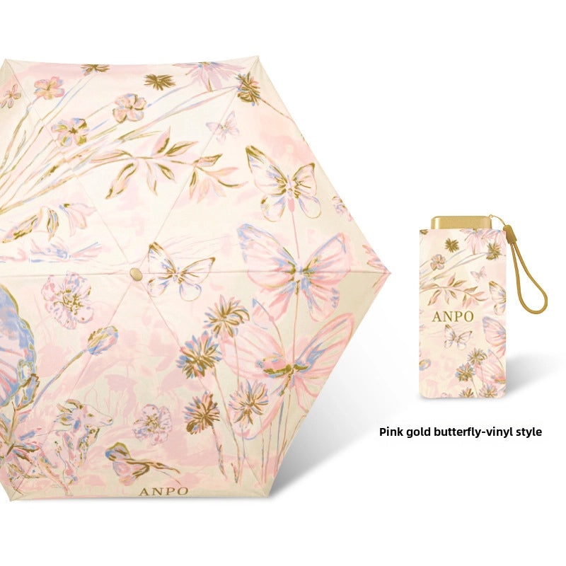 Zhiumbrella Dual-use Sun and Rain Protection Folding Umbrella Compact Portable Mini Flat Umbrella|Umbrellas & Rain Gear