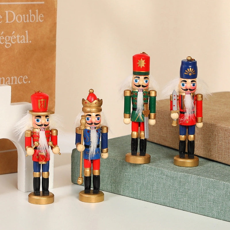 Nutcracker Soldier Christmas Decoration 12cm Wooden Puppet Holiday Gift for Kids|Holiday Decorations