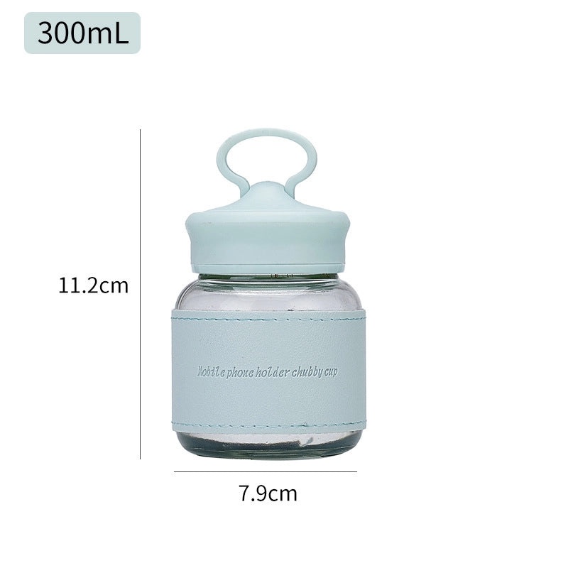 Mini Chubby Glass Cup Phone Holder Portable Milk Water Cup High Color Value | Phone Accessories