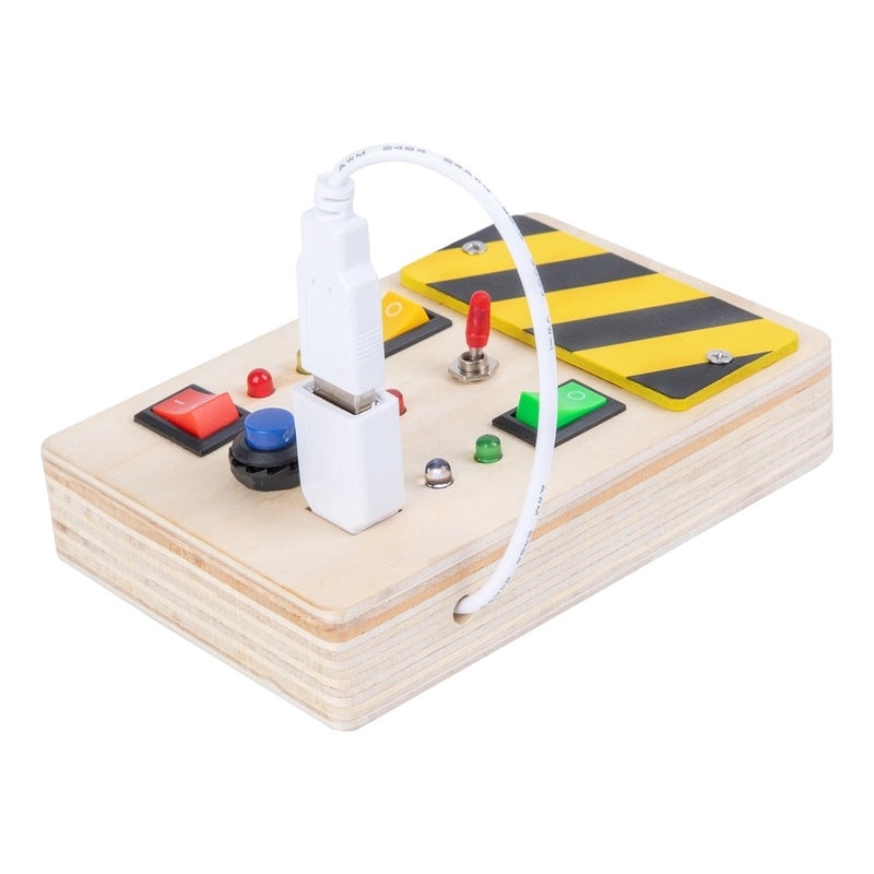 Children's Educational Wooden Busy Board with LED Light Switch | Early Learning Toys