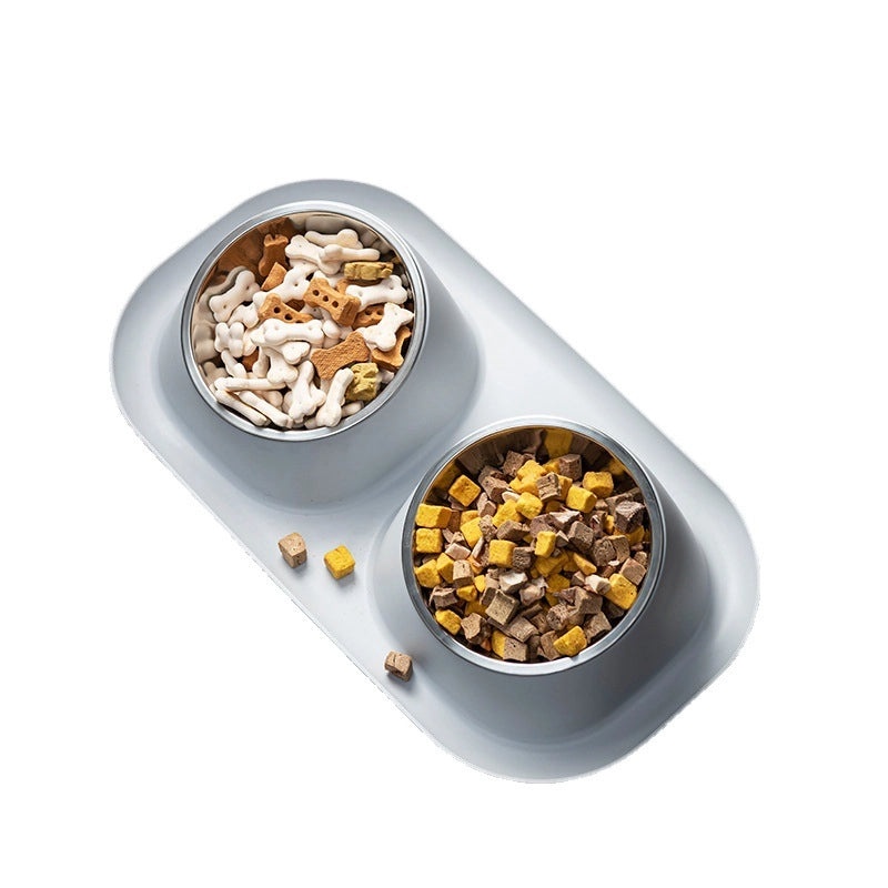 Minimalist Stainless Steel Pet Bowls Solid Color Durable PP Material|Pet Supplies