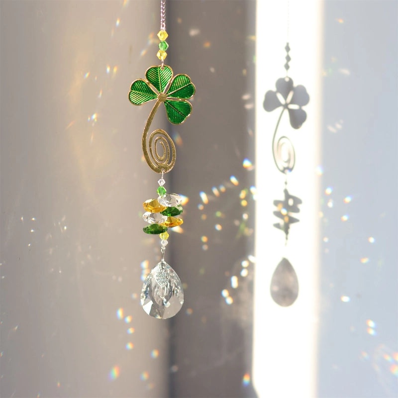 Sunflower Four Leaf Clover Ginkgo Leaf Crystal Pendant Wall Art for Casual Home Decor|Wall Art