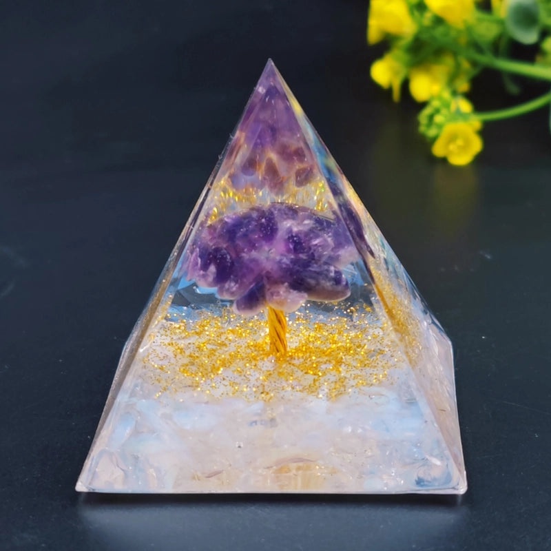 Crystal Ball Gravel Pyramid Resin Crafts Desktop Decoration Unique Station Ornament|Home Decor
